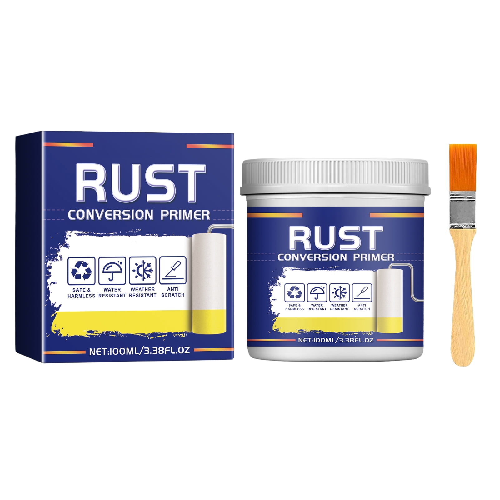 Alvantor Rust Converter & Metal Primer for Iron Stair Railings & Brackets, Water-Based, Yellow