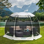 Alvantor Screen House Room Camping Tent Outdoor Canopy Dining Gazebo Pop Up Sun Shade Hexagon Shelter Mesh Walls Not Waterproof 10'x10' Beige