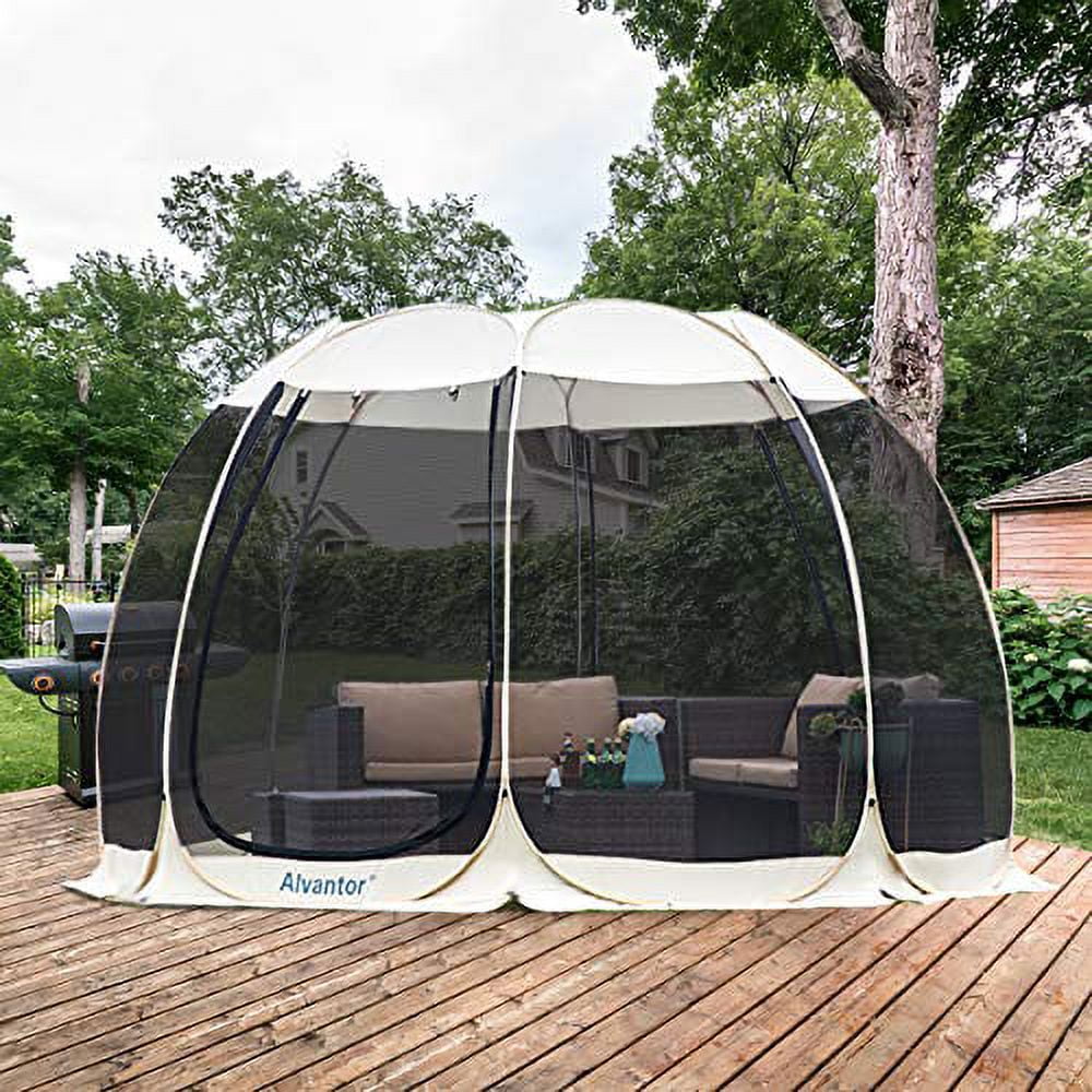 Beige 15'x15' Pop Up Gazebo with Mosquito Netting
