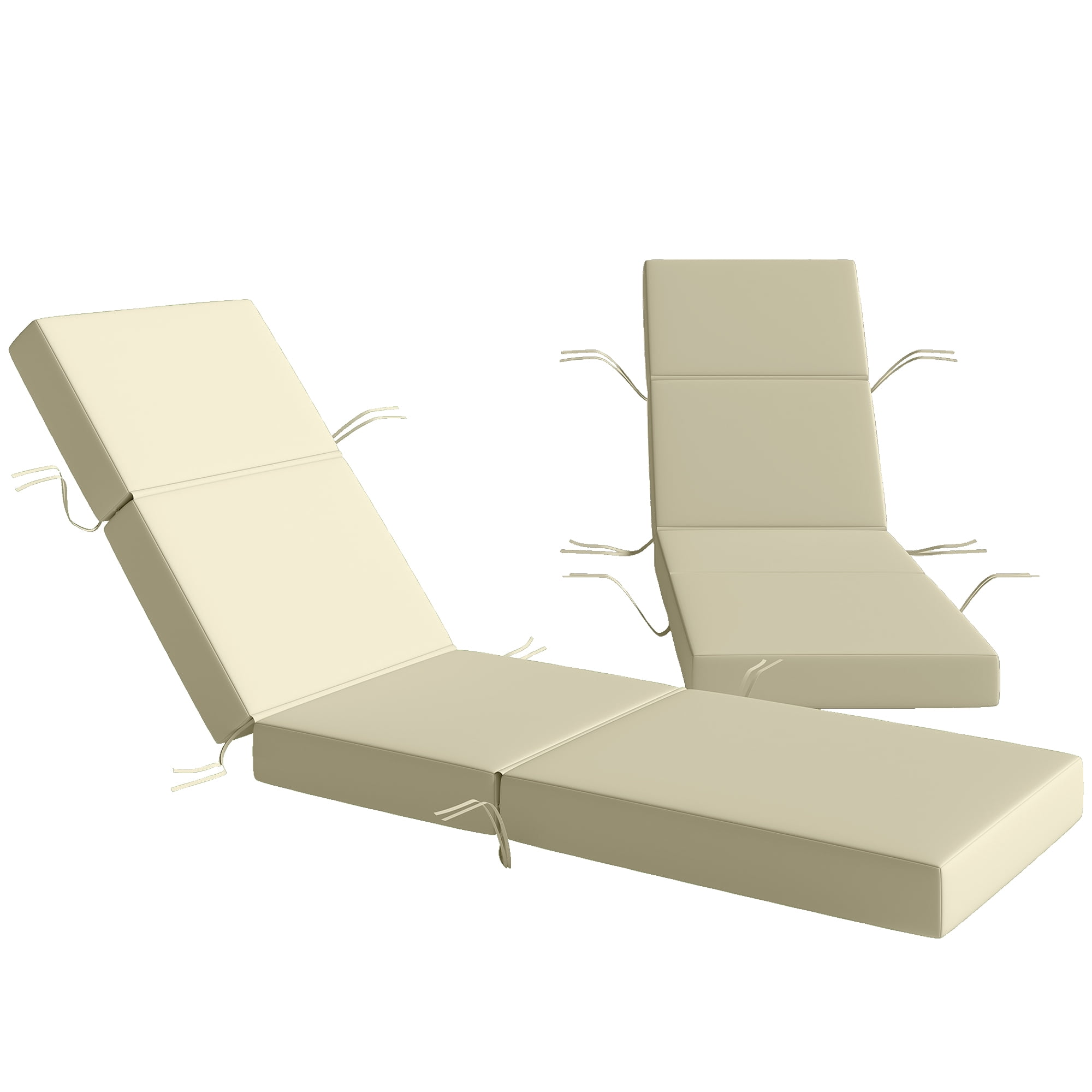 Alvantor Set of 2 Chaise Lounge Cushion 4" Lounge Chair Cushion for Outdoor 21" x 72 ",Cream White