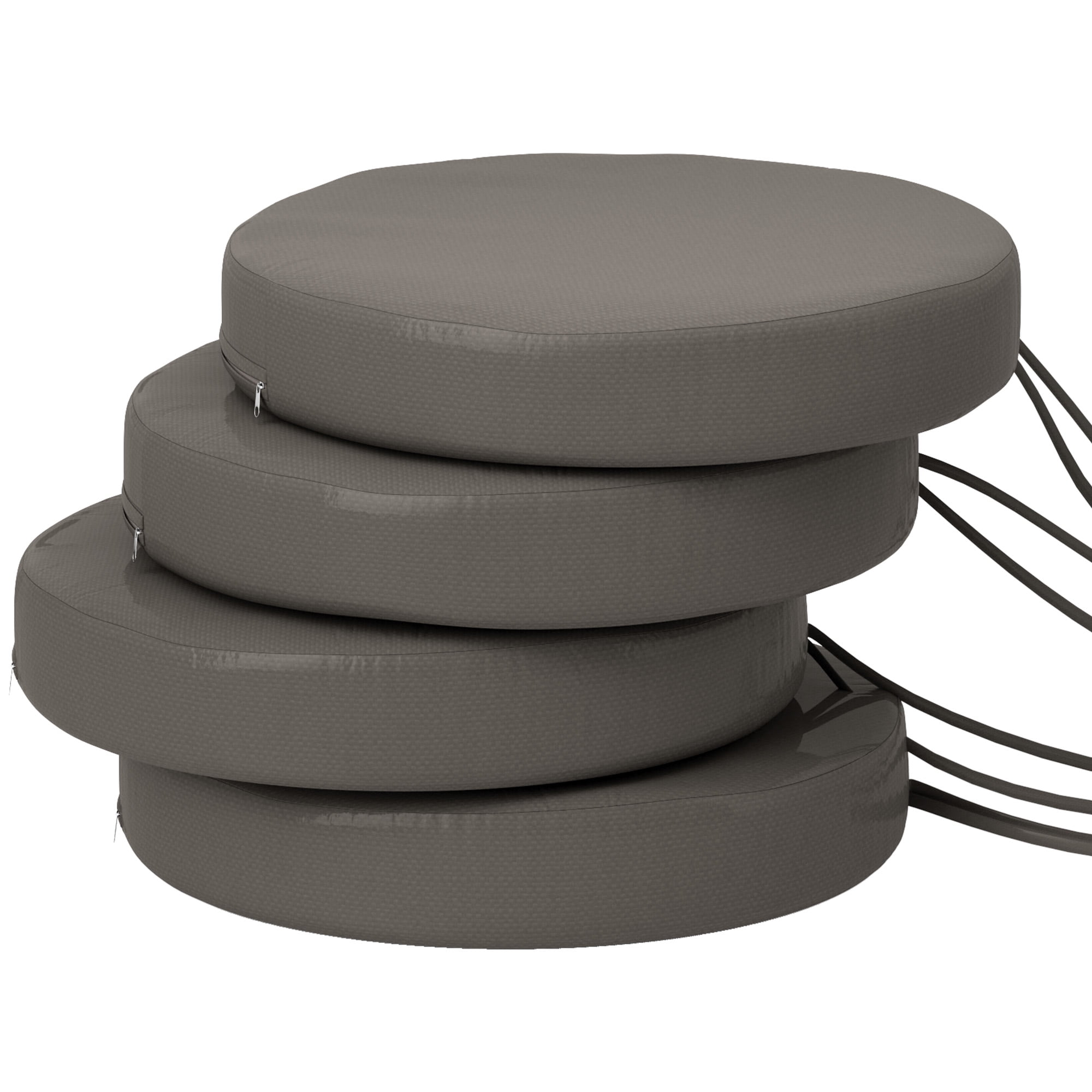 Alvantor Set of 4 Chair Cushions 3" Thick Round Seat Cushions for Dining Bistro Chairs, Machine Washable, 15" x 15", Dark Gray
