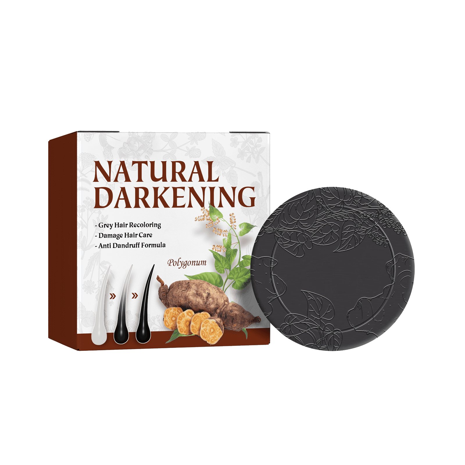 Alvantor Natural Darkening Shampoo Bar with Polygonum Multiflorum for Gray Hair, Hair Moisturizing Smoothing Shampoo