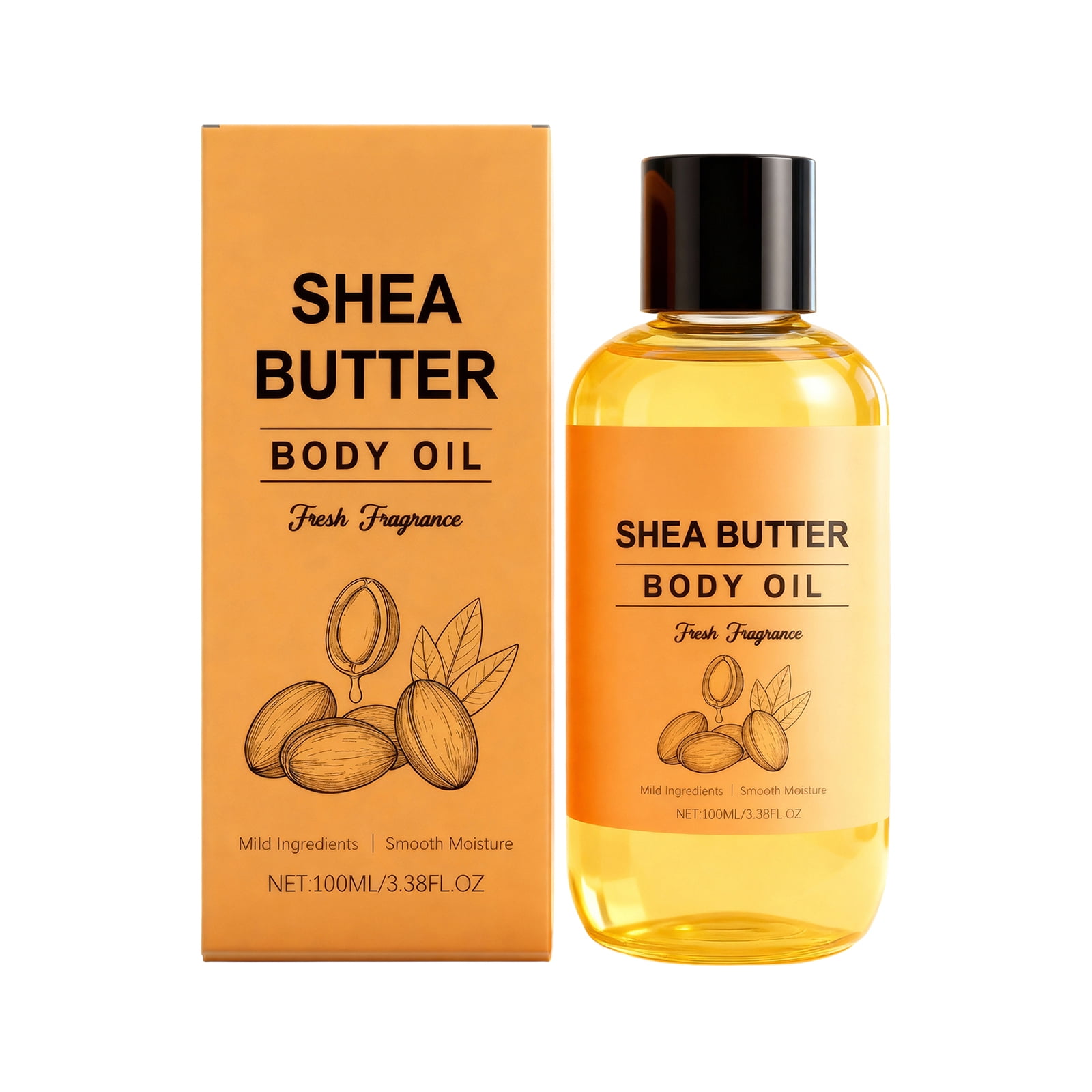 Alvantor Shea Butter & Almond Body Oil Moisturizer for Dry Skin, Lightweight Non-Greasy Hydration, 3.38fl.oz