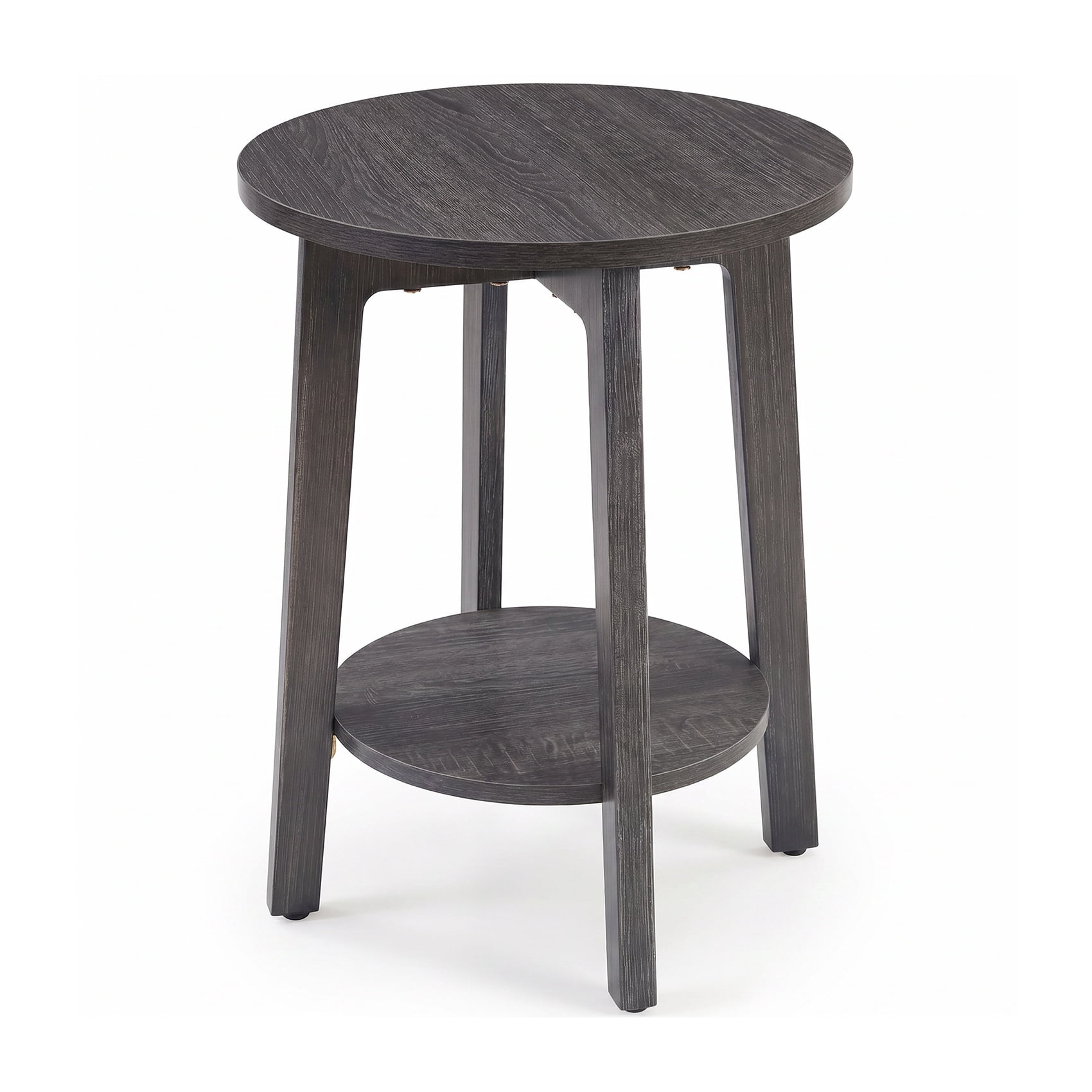 Alvantor Side Table, 2-Tier Small Round End Table, Nightstand with Tapered Legs, Curved Transitions, for Small Spaces, Living Room, Bedroom