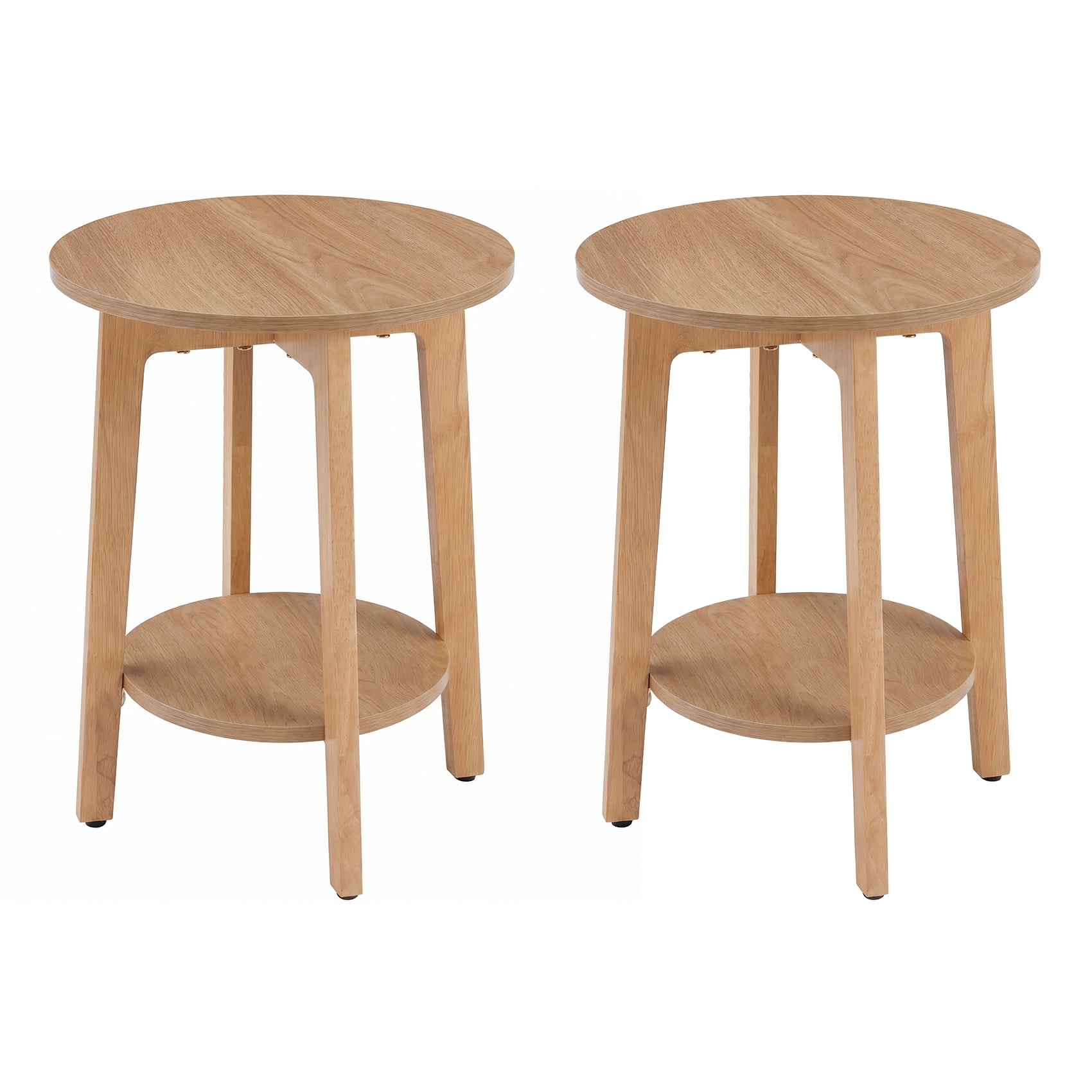 Alvantor Side Table, 2-Tier Small Round End Table, Nightstand with Tapered Legs, Curved Transitions, for Small Spaces, Living Room, Bedroom