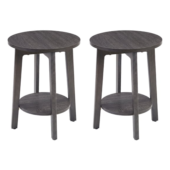 Alvantor 2-Tier Small Round Side Table with Tapered Legs, Curved Transitions for Living Room & Bedroom