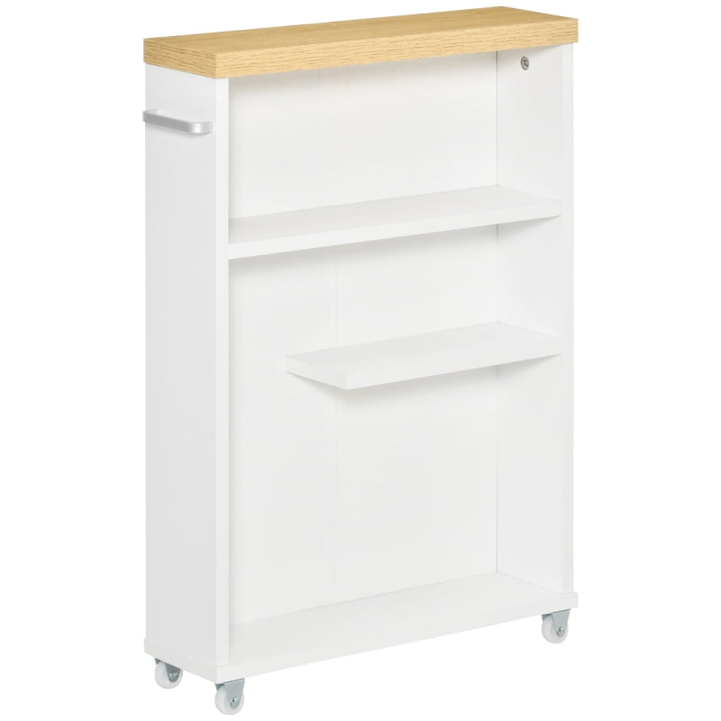 Alvantor Slim Bathroom Storage Cabinet with Wheels, Narrow Rolling Organizer 19.75"W x 5"D x 26.5"H White