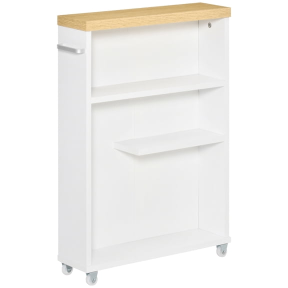 Alvantor Slim Bathroom Storage Cabinet with Wheels, Narrow Rolling Organizer 19.75"W x 5"D x 26.5"H White