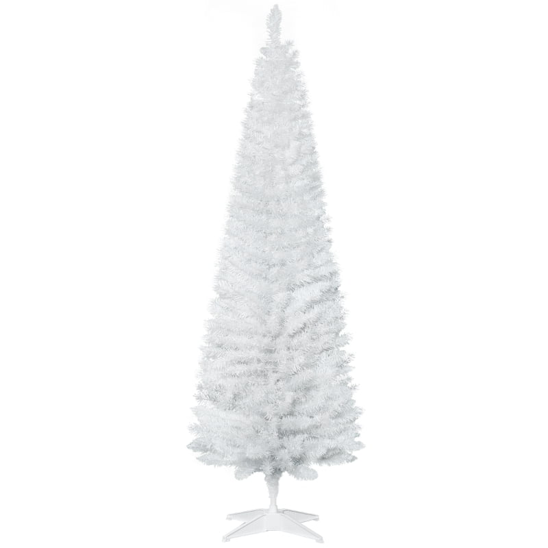 Alvantor Slim Pencil Christmas Tree with 390 Tips, Unlit Artificial Xmas Tree with Plastic Stand 6' White