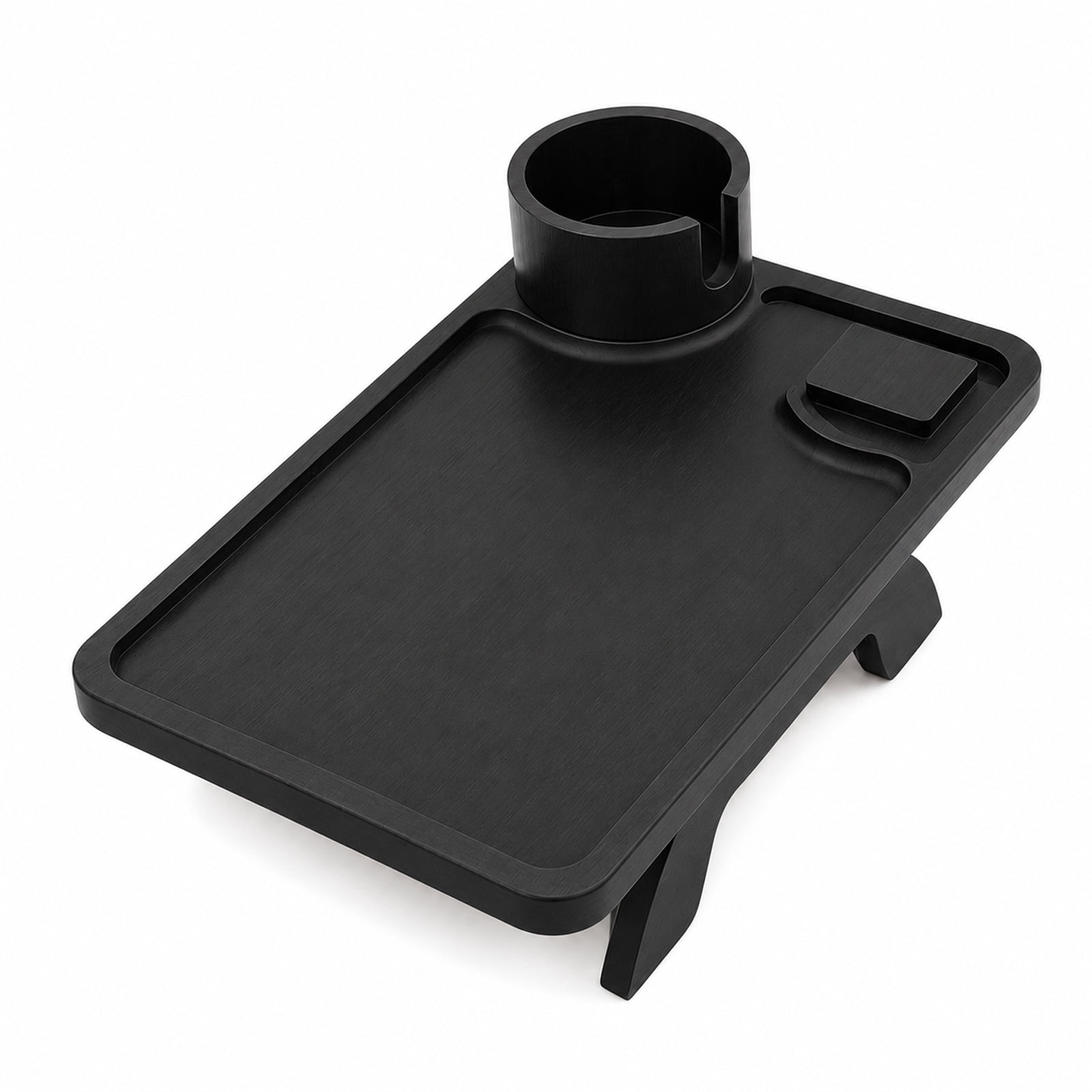 Alvantor 3-in-1 Acacia Wood Sofa Arm Tray with Rotating Phone Holder
