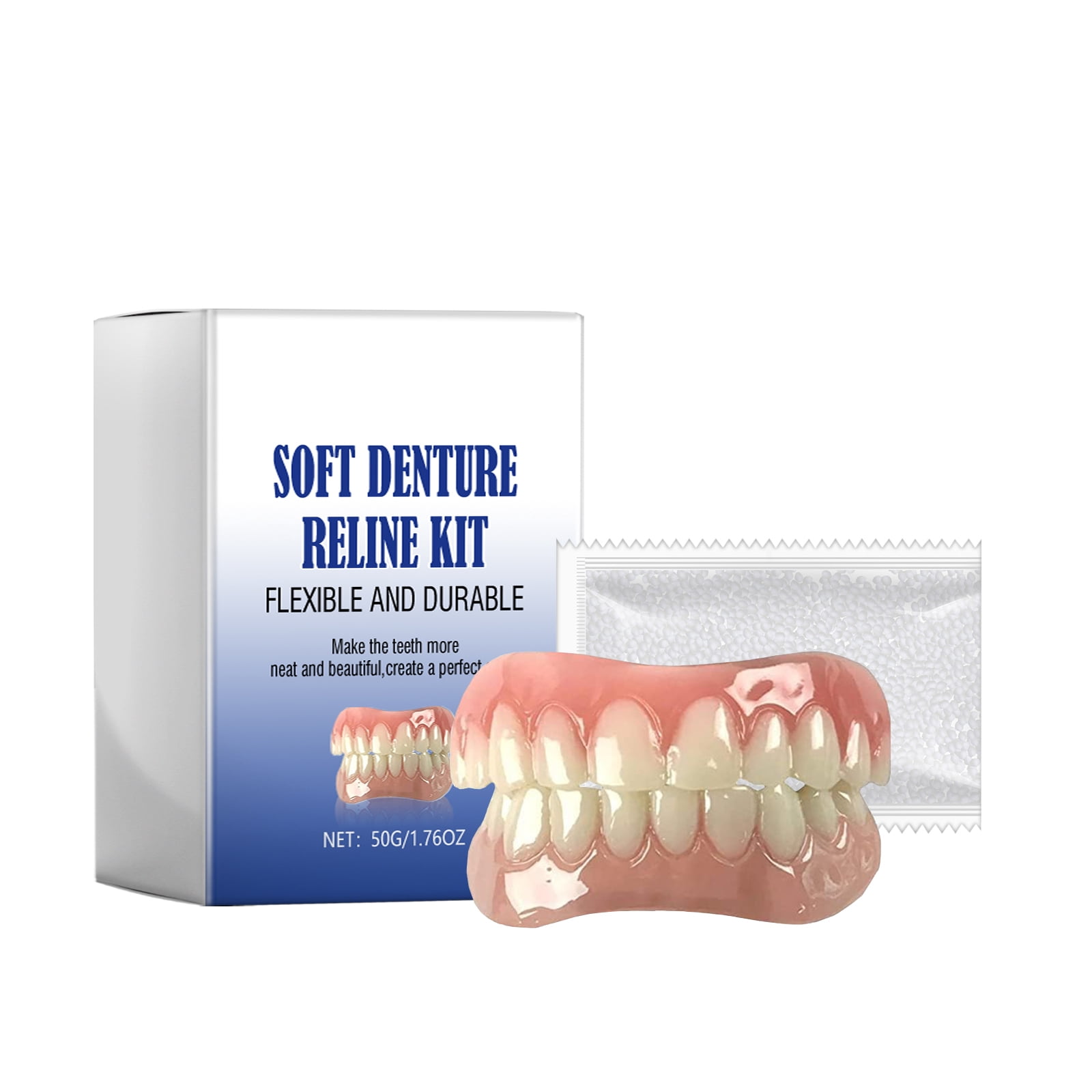 Alvantor Soft Denture Reline Kit with Interdental Fillings and Braces for Upper Lower Teeth