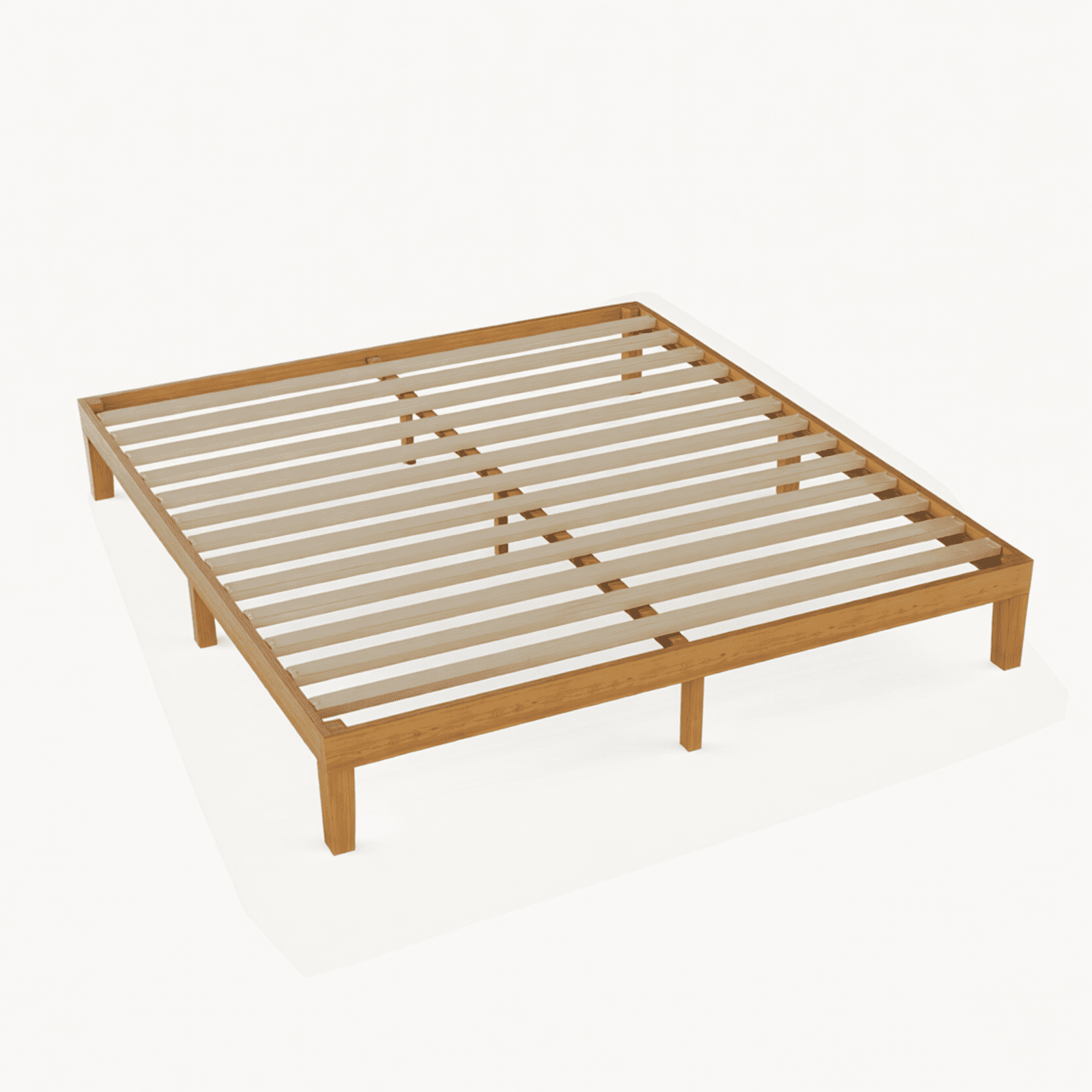 Alvantor Solid Wood Platform Bed Frame, Natural Pine, No Box Spring Needed, Underbed Storage – Twin, Full, Queen, King