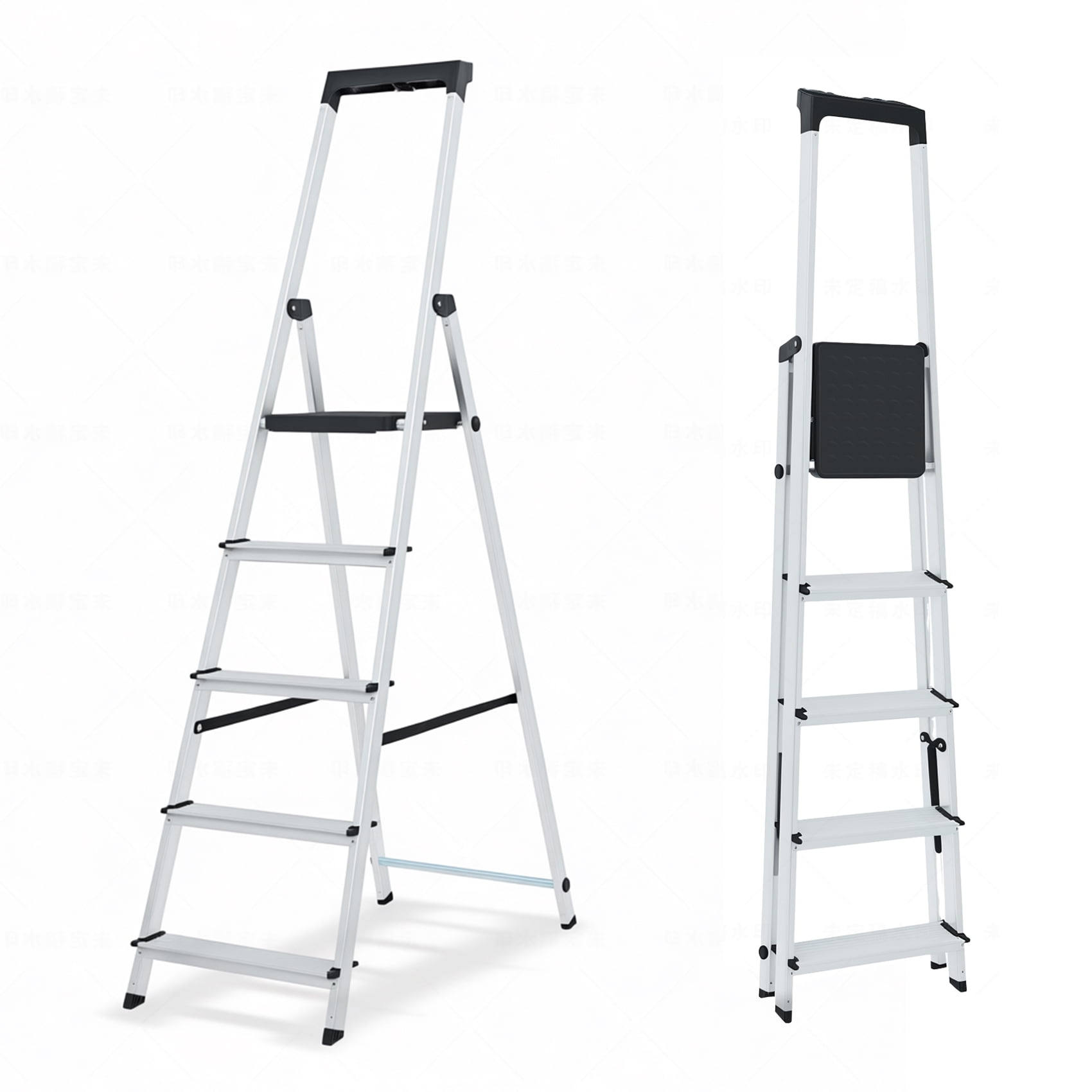 Alvantor 5-Step Folding Ladder, Heavy Duty 330 lbs Capacity, Anti-Slip Design