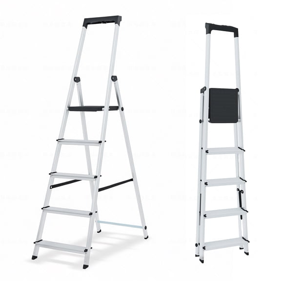 Alvantor Step Ladder,5-Step Folding Ladder,Heavy Duty 330 lbs Capacity, Anti-Slip Wide Steps & Handrail, Lightweight Aluminum Step Stool with Tool Tray