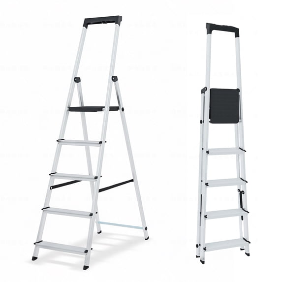 Alvantor Step Ladder,5-Step Folding Ladder,Heavy Duty 330 lbs Capacity, Anti-Slip Wide Steps & Handrail, Lightweight Aluminum Step Stool with Tool Tray