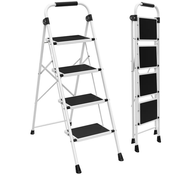 Alvantor Step Ladder,Ultra-Thin Folding Step Stools 330 lbs Capacity, 2-Inch Thin for Storage, Anti-Slip Pedals & Handrails, Sturdy Steel for Home
