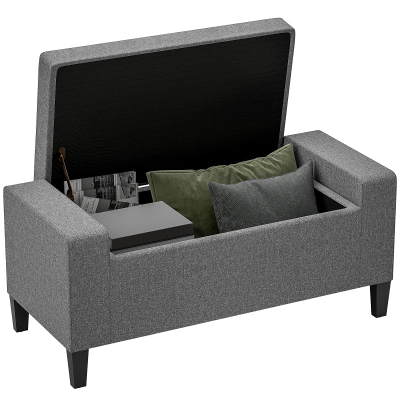 Alvantor Storage Bench with Lift Top, Linen Upholstered Entryway Seat 36.25"x15.75"x15.75" Gray