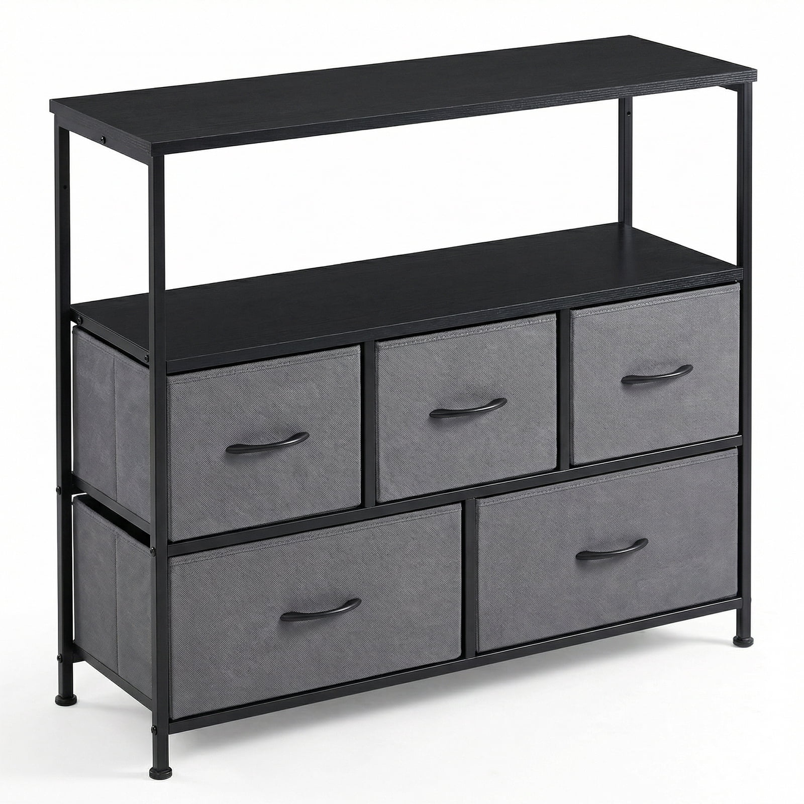 Alvantor Tall Dresser Fabric Storage Tower ,Wooden Top for Kid Room, Closet, Entryway, Nursery