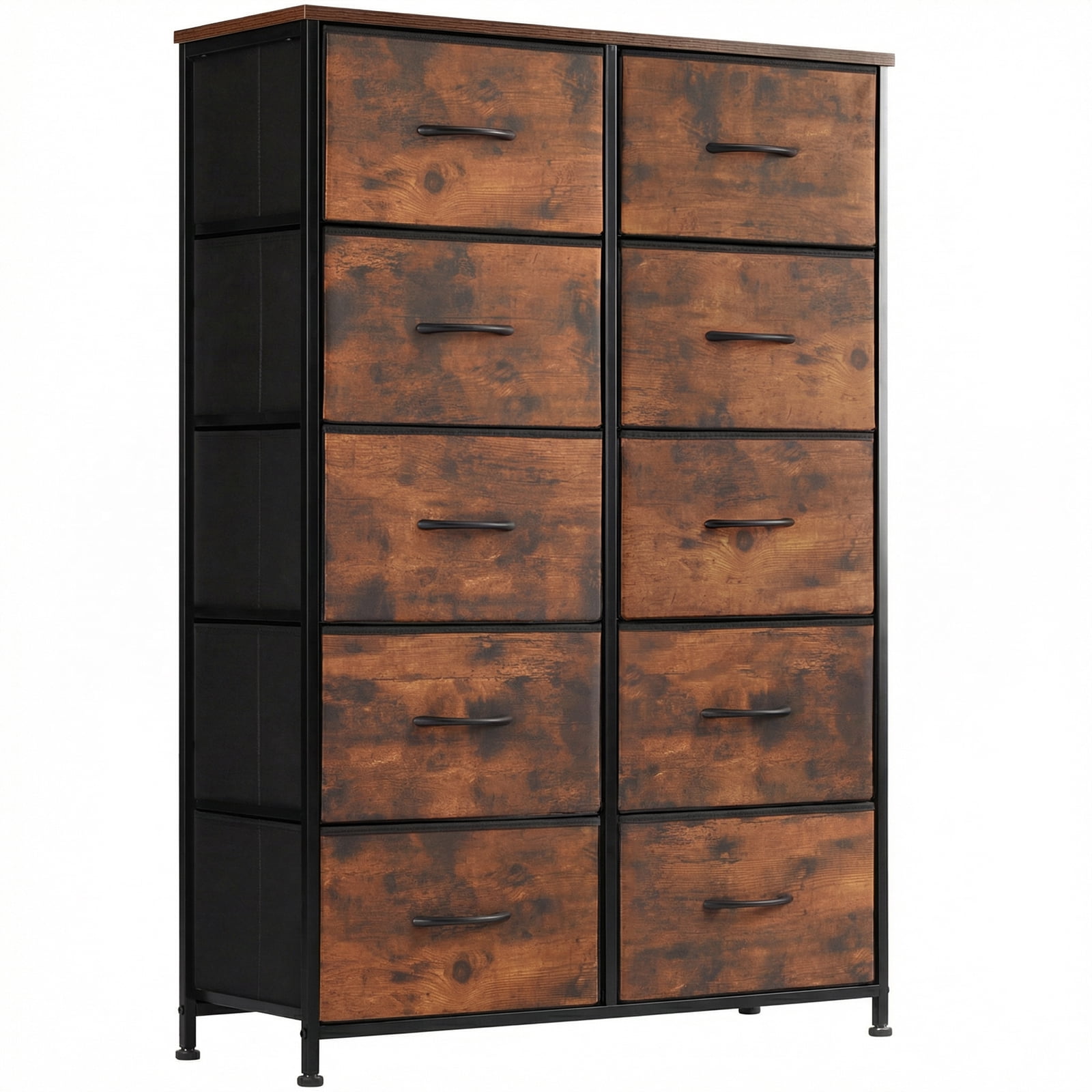 Alvantor Tall Dresser Fabric Storage Tower ,Wooden Top for Kid Room, Closet, Entryway, Nursery