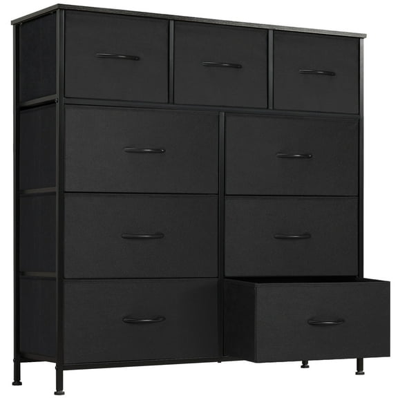 Alvantor Tall Dresser Fabric Storage Tower ,Wooden Top for Kid Room, Closet, Entryway, Nursery