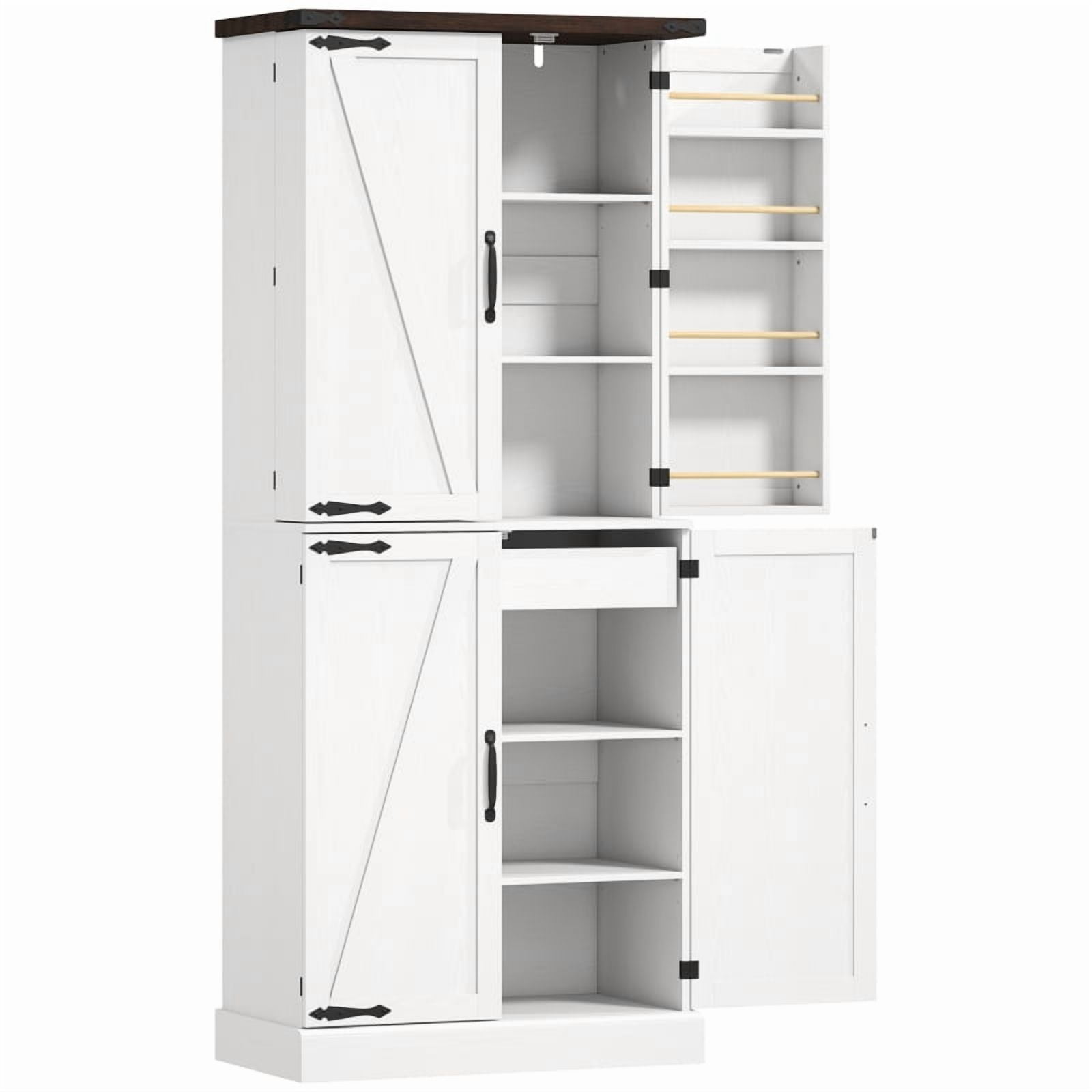 Alvantor Tall Kitchen Pantry Storage Cabinet with Door Racks & Adjustable Shelves 29.9" x 15.7" x 72" White