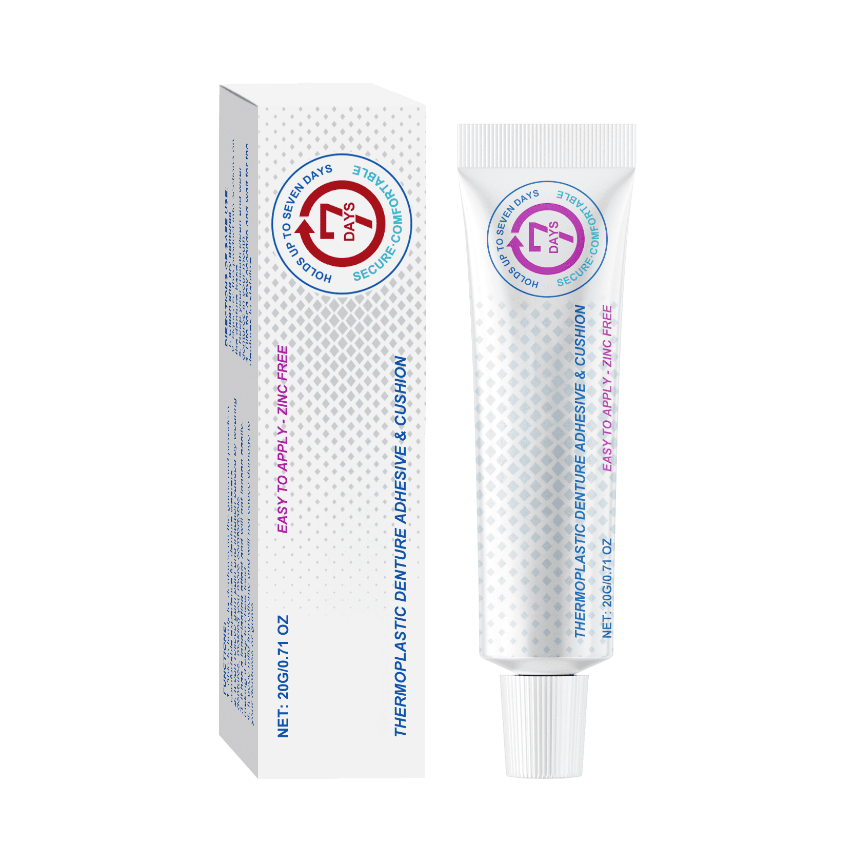 Alvantor Thermoplastic Denture Adhesive, Extra Strong Hold Waterproof Secure Grip for Upper Lower Partials, Zinc Free, 0.71oz