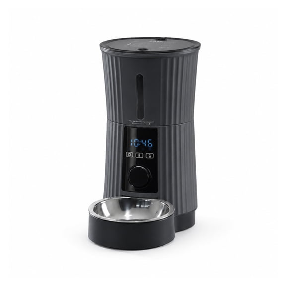Alvantor Timed Automatic Cat Feeder, 4L Programable Dry Food Dispenser with Desiccant Bag Dual Power Supply 10S Voice Recorder, Smart Pet Feeder for Cats and Small Medium Dogs