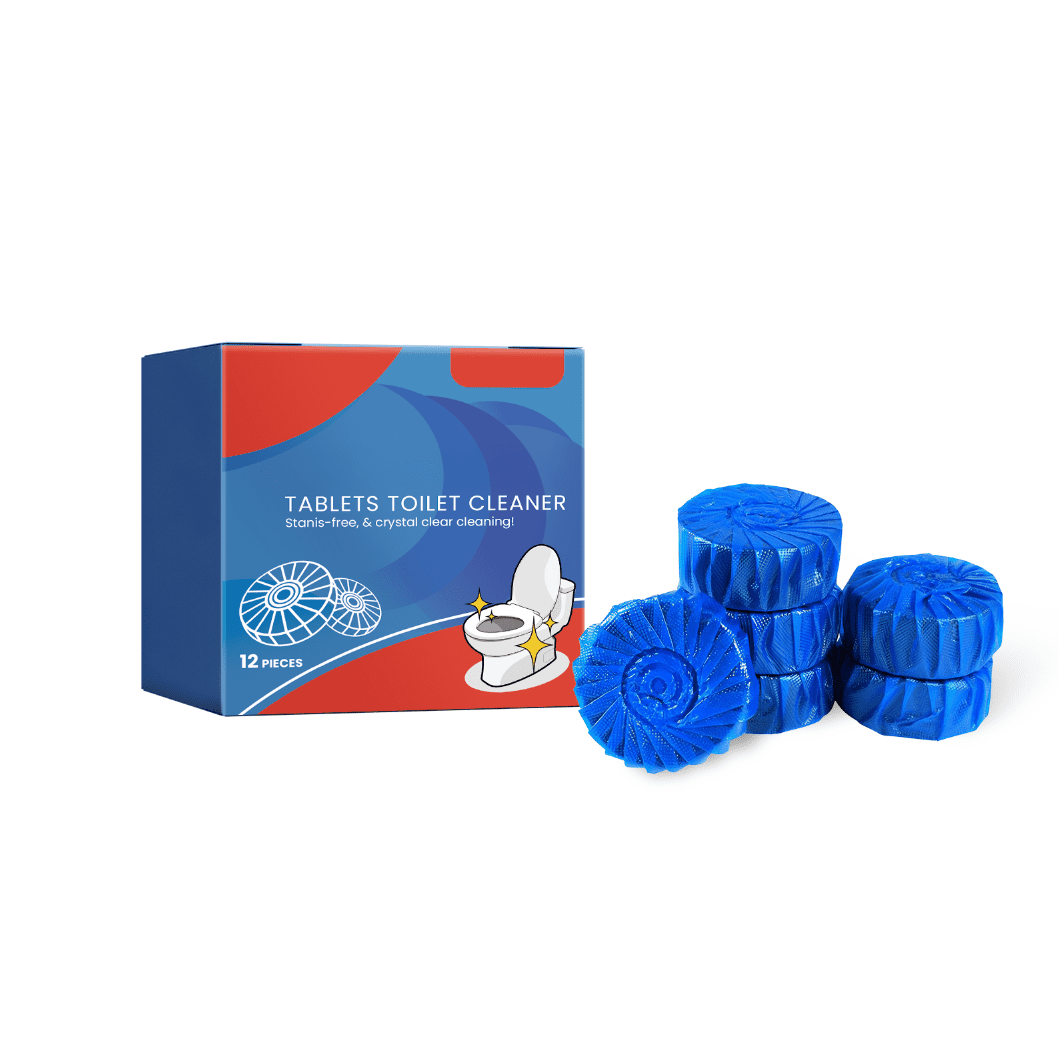 Alvantor Toilet Bowl Cleaner Tablets - Hard Water Stain Remover, Deodorizer, Easy-Use & Fresh - 12 Tablets