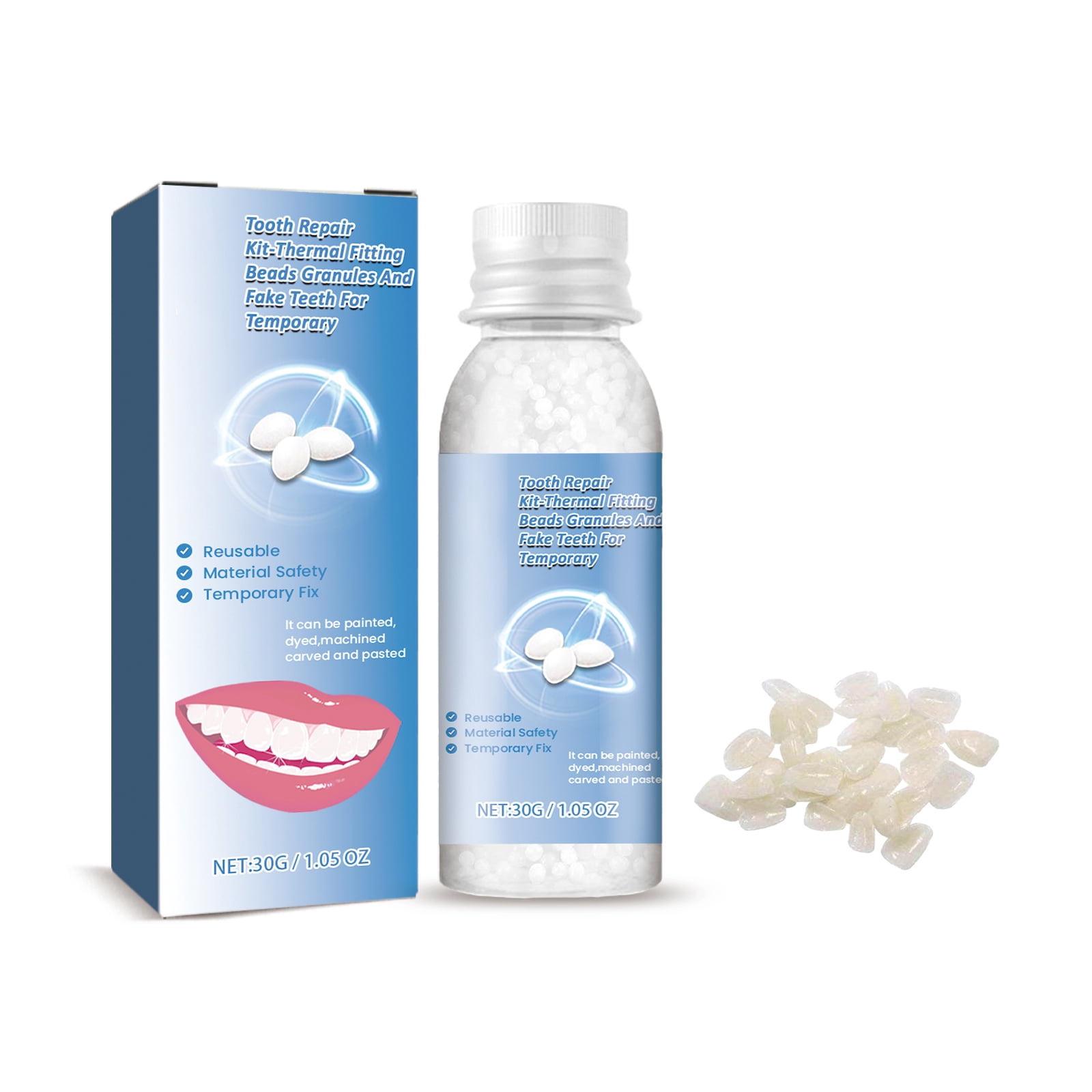 Alvantor Tooth Replacement Kit with Repair Beads for Missing and Broken Teeth, 1.05 oz, 3PC