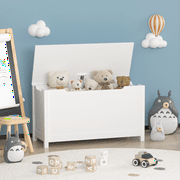 Alvantor Toy Box Storage for Kids, Wooden Storage with Safety Hinge, 31.5"Wx13"Dx16.7"H White