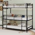 thumbnail image 1 of Alvantor Triple Bunk Bed for Kids Teens, Metal Twin Over Twin Over Twin Bed Framewith Ladders and Safety Guardrails Black, 1 of 8