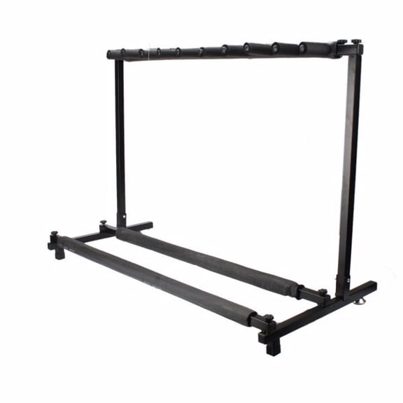 Alvantor Triple Folding Multiple Guitar Rack Stand Iron Frame with Protective Neoprene Tubing Holds Up to 9 Guitars Black