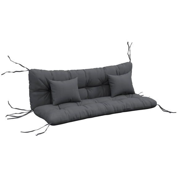 Alvantor Tufted Bench Cushions with Backrest & Throw Pillows, 59" Bench Chair Cushions for Outdoor Furniture, Charcoal