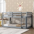 thumbnail image 1 of Alvantor Twin Over Twin Bunk Bed, Solid Rubber Wood Low Floor Bunk with Ladder, Grey, 1 of 6