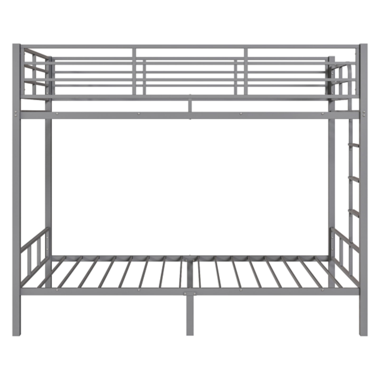 Alvantor Twin over Twin Metal Bunk Bed with 400 lb Capacity, High Guardrails and Side Ladder, Gray