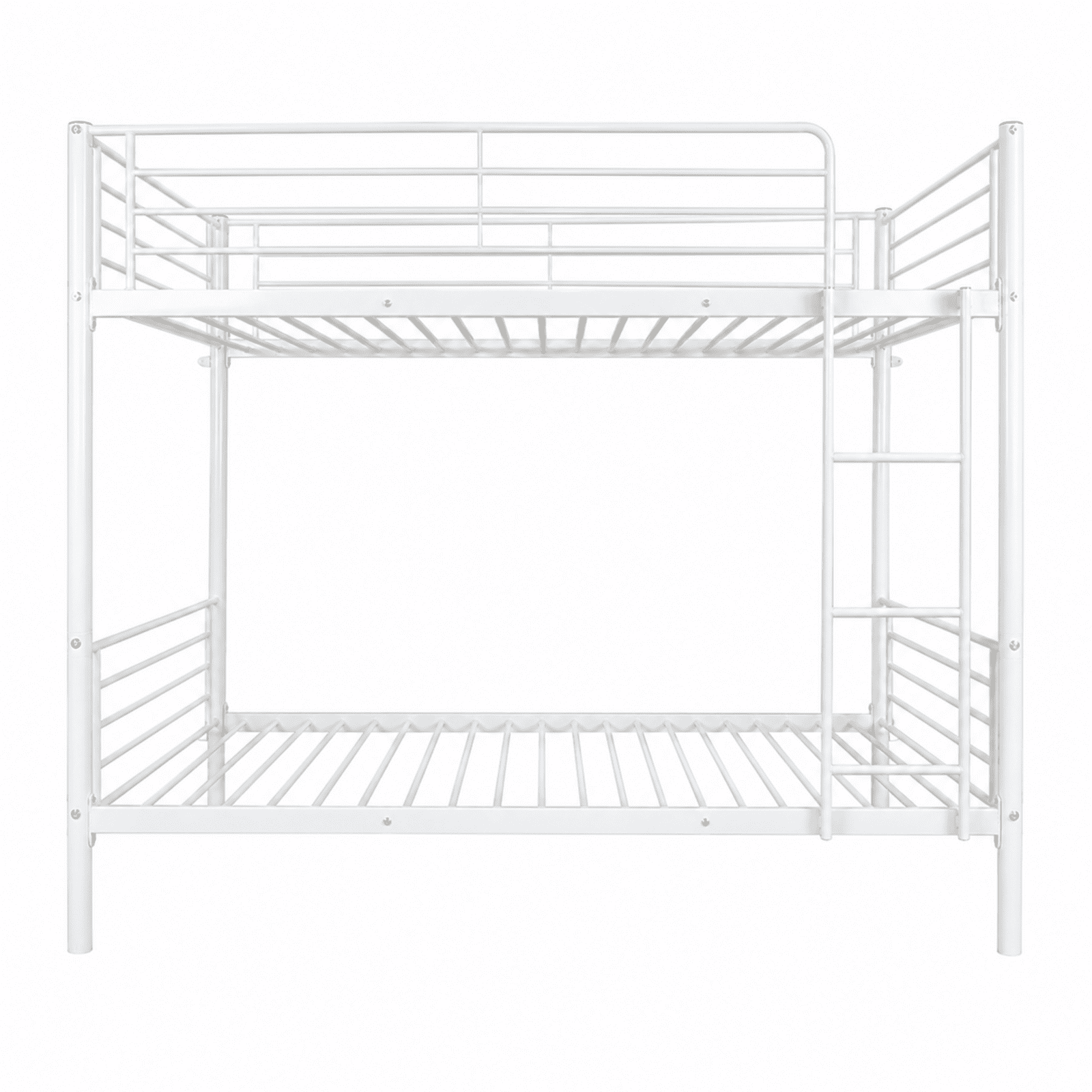 Alvantor Twin over Twin Metal Bunk Bed with Reversible Ladder and Guardrails, White