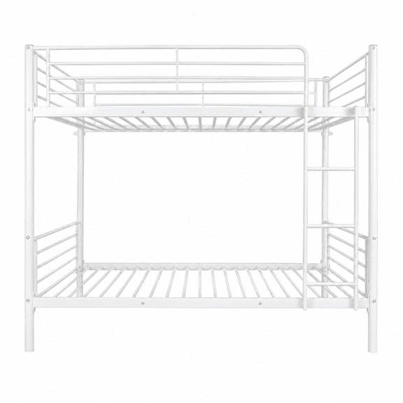 Alvantor Twin over Twin Metal Bunk Bed with Reversible Ladder and Guardrails, White