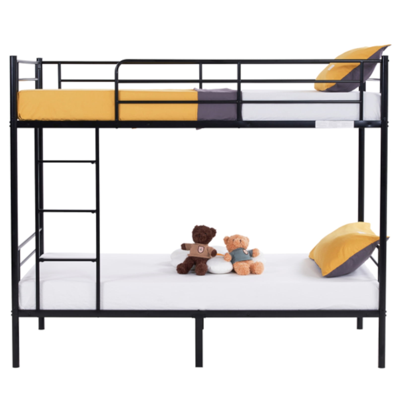 Alvantor Twin over Twin Metal Bunk Bed with Side Ladder and Safety Guardrails, Black
