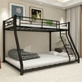 thumbnail image 1 of Alvantor Twin over Full Bunk Bed for Kids & Adults Low Metal Heavy-Douty Bunk Beds Frame with Full-Length Guardrails Black, 1 of 6