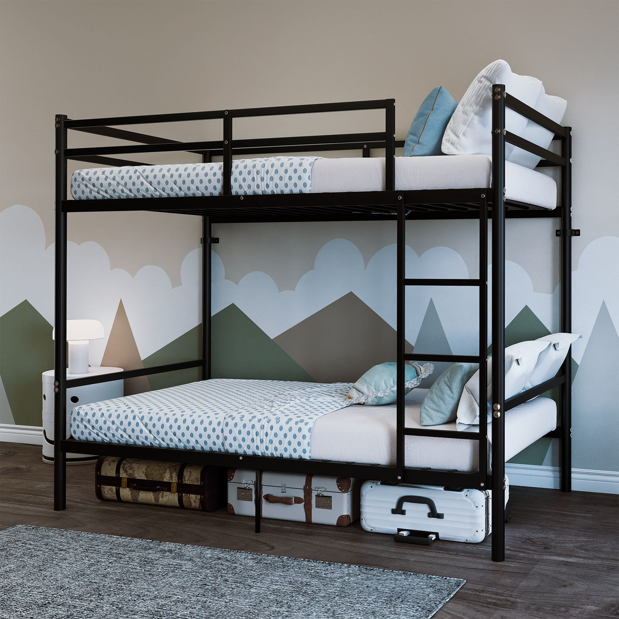 Alvantor Twin over Twin Metal Bunk Bed with 14.29" Guardrails, Ladder, Black
