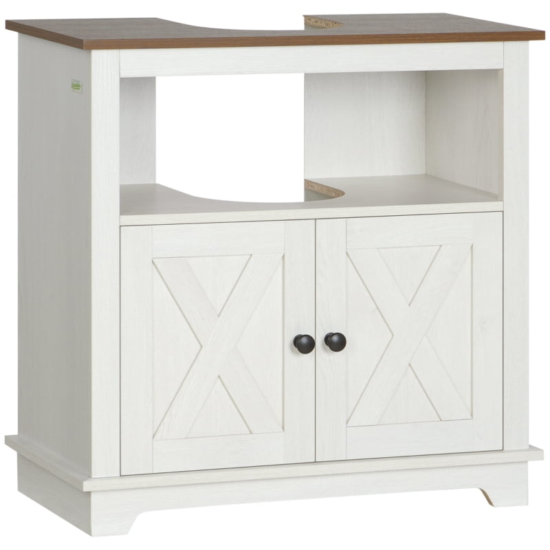 Alvantor Under Sink Bathroom Storage Cabinet with Double Doors & Adjustable Shelf 23.6"W x 11.8"D x 23.6"H White
