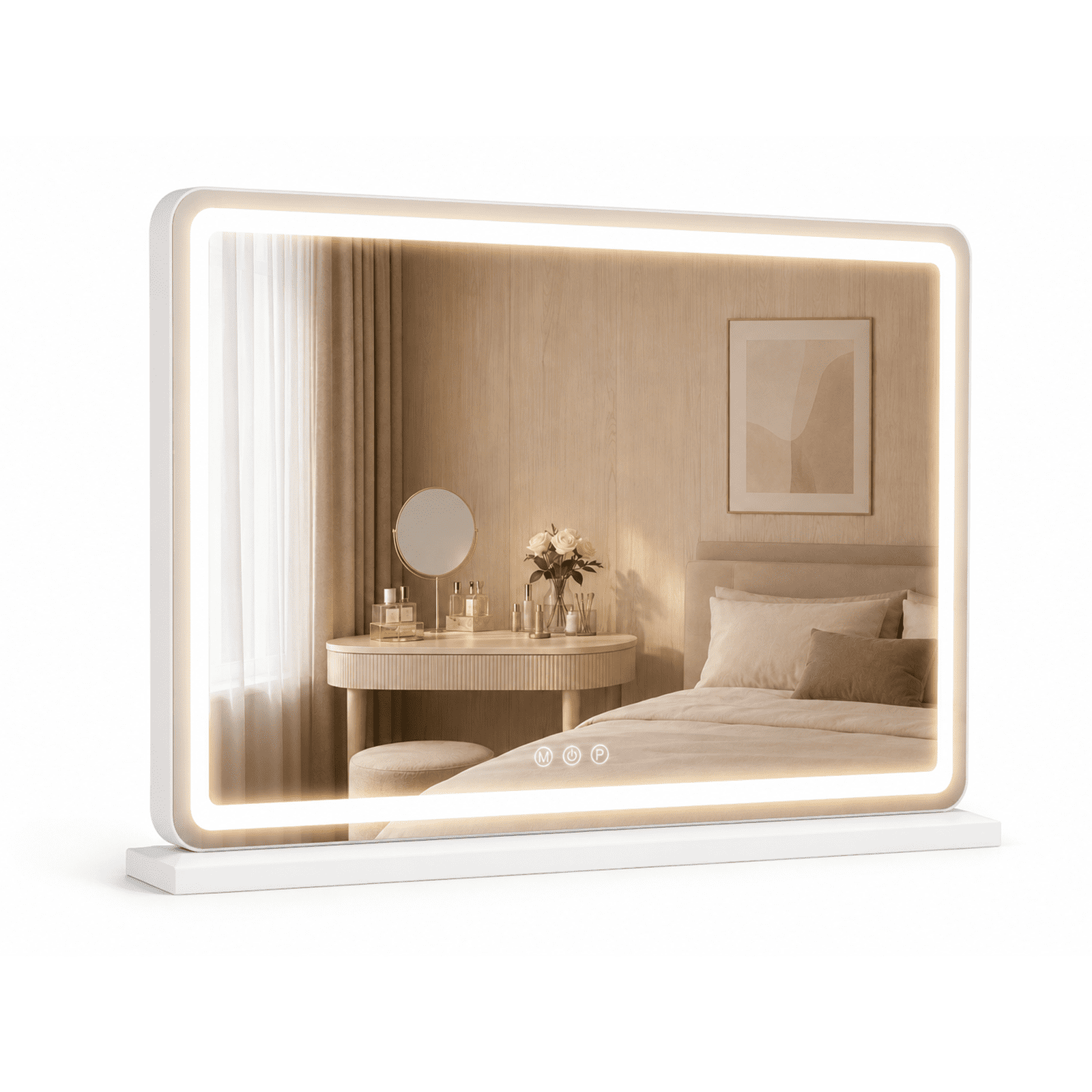Alvantor Vanity Mirror with Lights, LED Makeup Mirror, Lighted Makeup Mirror with Dimmable 3 Modes, Touch Screen Control, USB Charging Port, Tabletop, 13"x17"/19"x22"/22"x32"