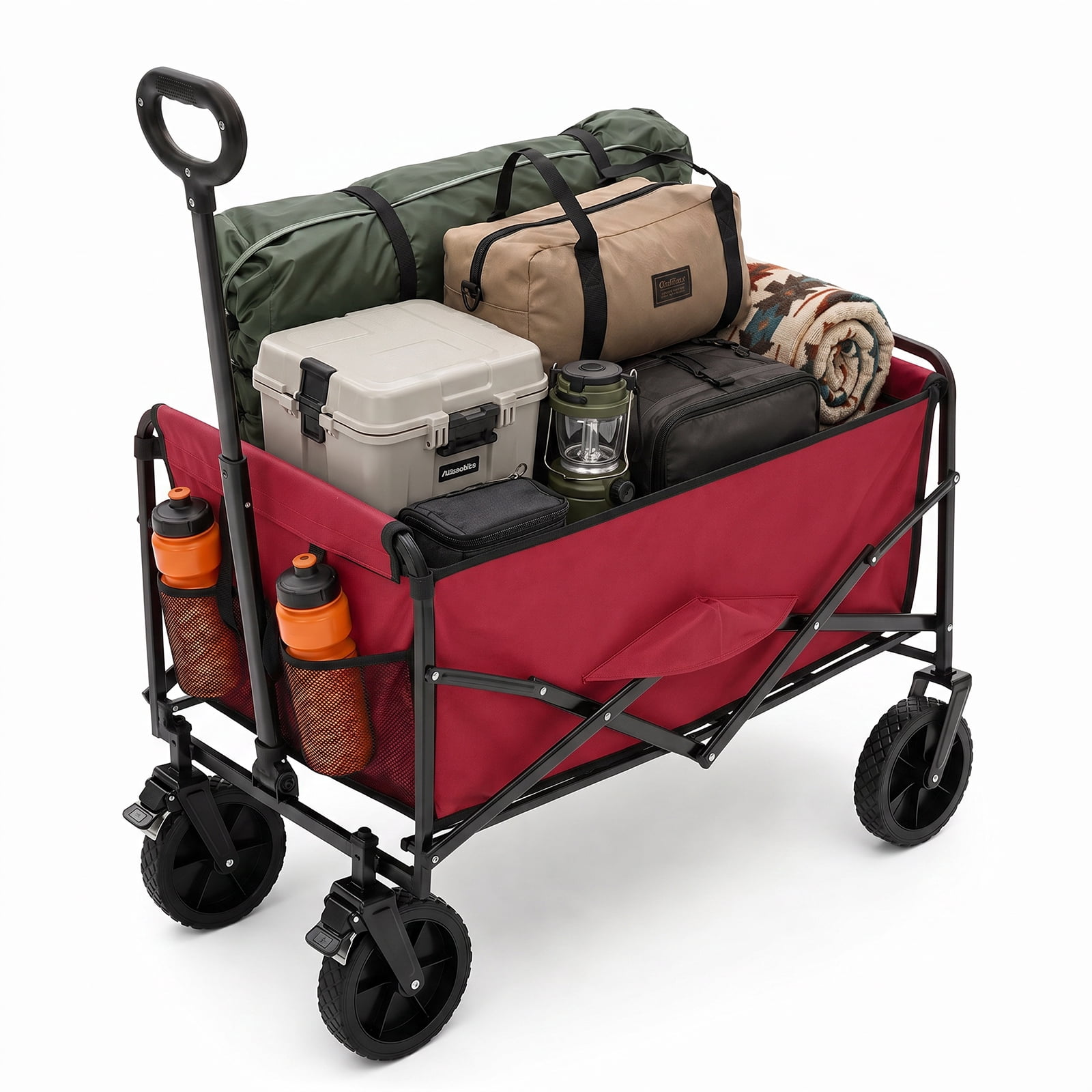 Alvantor Wagons Carts Foldable, 102L 330LBS Capacity Heavy Duty Collapsible Cart with All-Terrain Wheels for Camping Beach Shopping Garden