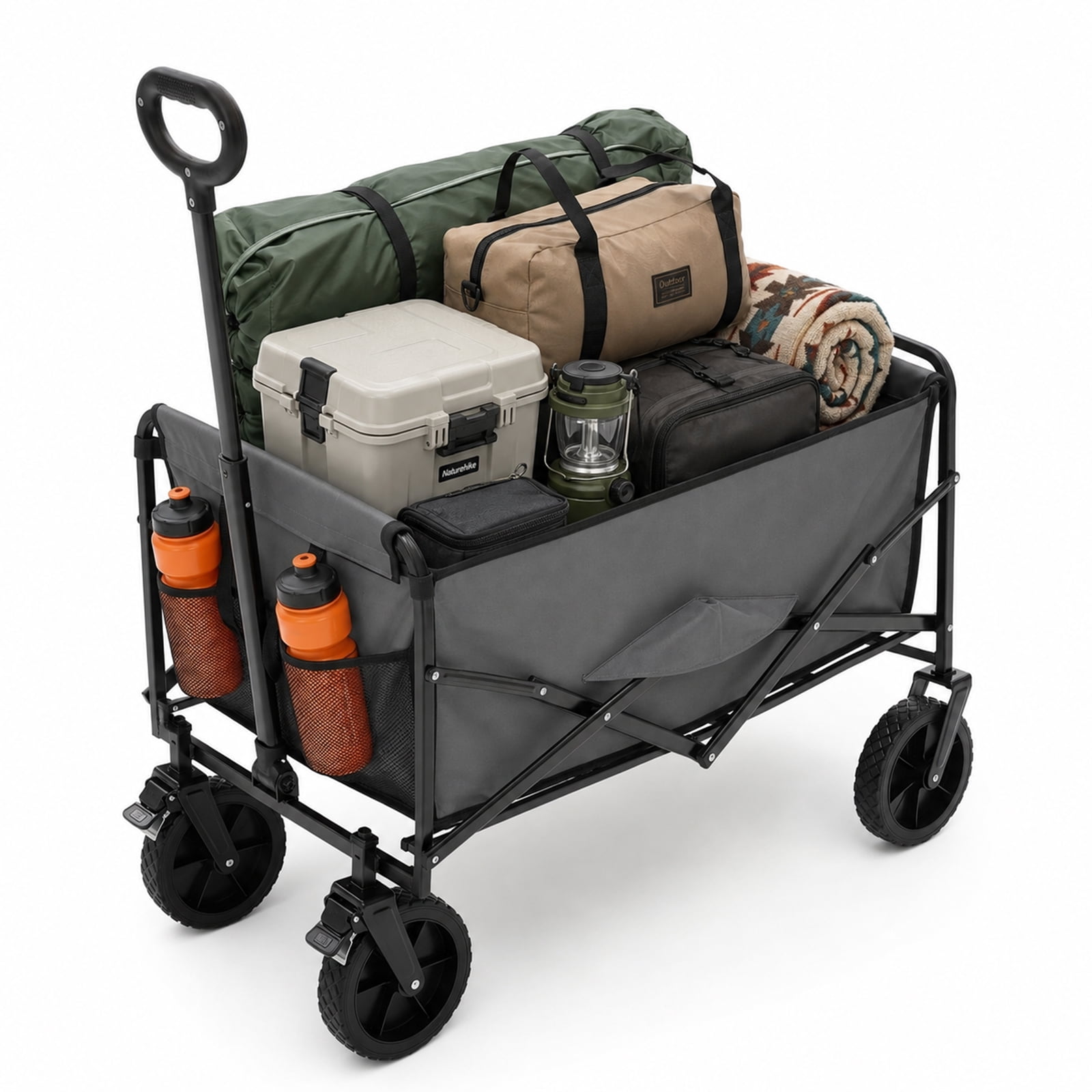 Alvantor Wagons Carts Foldable, 102L 330LBS Capacity Heavy Duty Collapsible Cart with All-Terrain Wheels for Camping Beach Shopping Garden