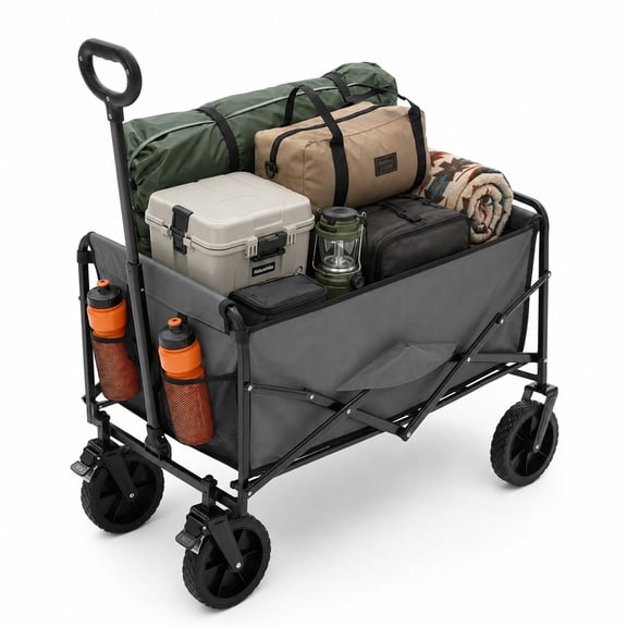 Alvantor Wagons Carts Foldable, 102L 330LBS Capacity Heavy Duty Collapsible Cart with All-Terrain Wheels for Camping Beach Shopping Garden