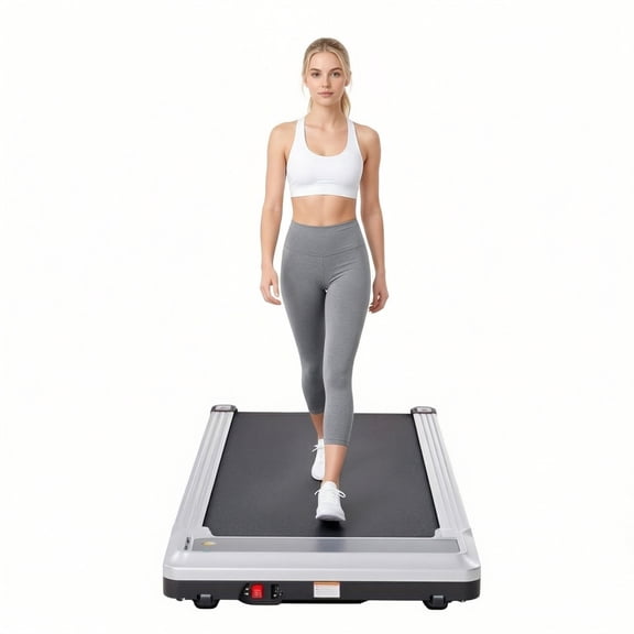 Alvantor Walking Pad Treadmill,Ultra-Thin Under Desk Treadmill for Home/Office, Quiet Portable Walking Machine with Remote Control & LED Display,Silver