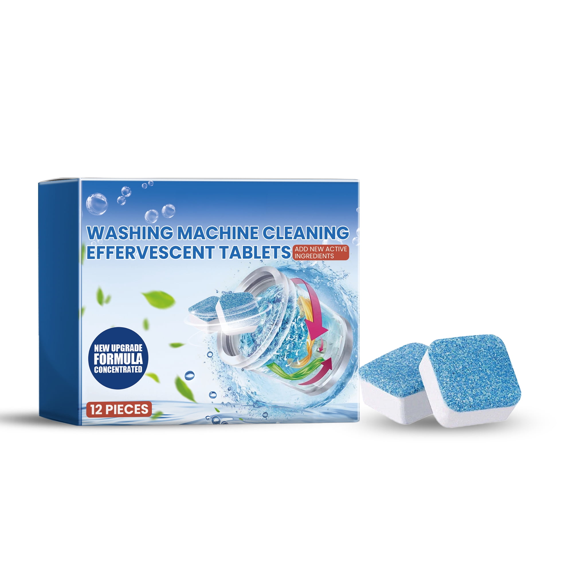 Alvantor Washing Machine Cleaner Tablets - Deep Clean Descaler Deodorizer for HE Front & Top Load Washers, 12pcs