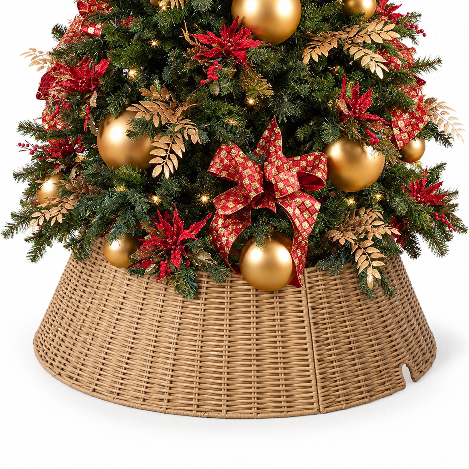 Alvantor Water Hyacinth Christmas Tree Collar, Woven Base Cover, Natural, 19.69 x 27.17 x 10.24 in