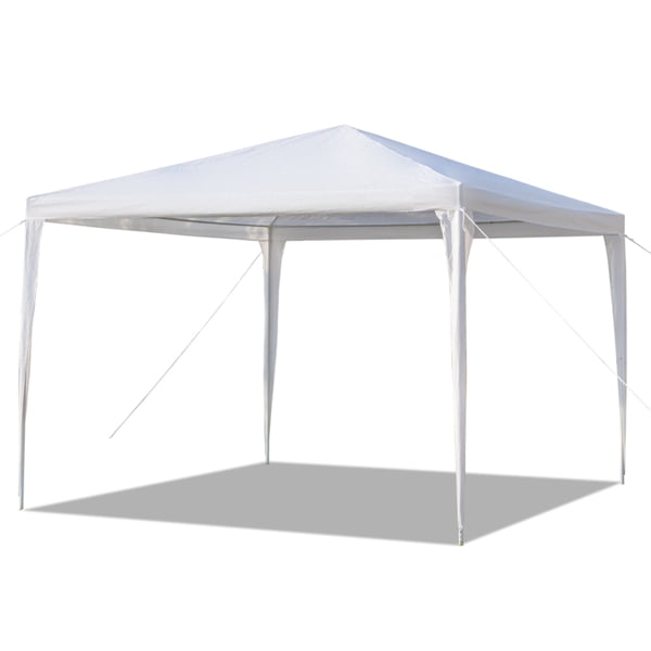 Alvantor White 10x10 ft Outdoor Pop Up Canopy Tent,No Sidewalls,Waterproof 90G/M² PE Top,Iron Tube Frame with Spiral Connections,Portable Shelter