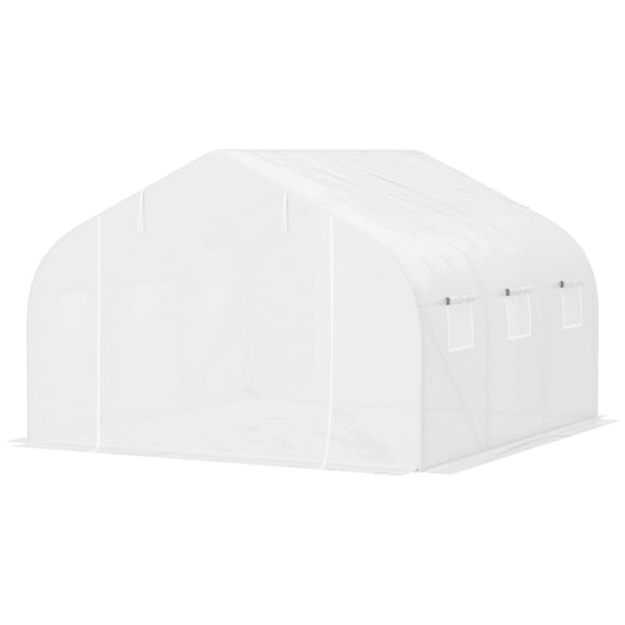 Alvantor White 11.5x10x6.5 ft Walk-in Greenhouse with Roll-up Windows, PE Cover & Heavy Duty Steel Frame